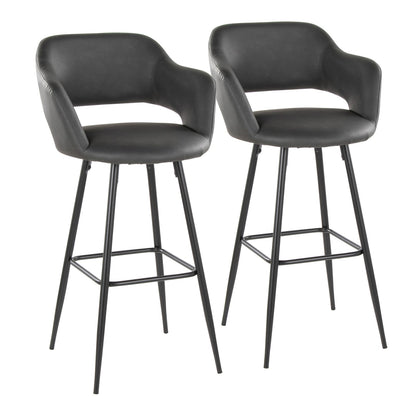Contemporary Grey Faux Leather Barstools Set of 2 for Dining Room