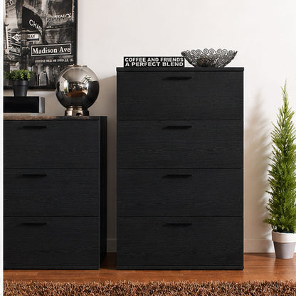 Oliver Four-Drawer Jumbo Chest - Black Wood Dresser