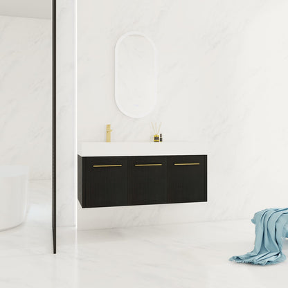 47 Inch Black Chestnut Bathroom Vanity - Storage Sink