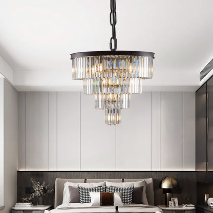 Black Crystal Chandelier - Luxury Living Room Lighting