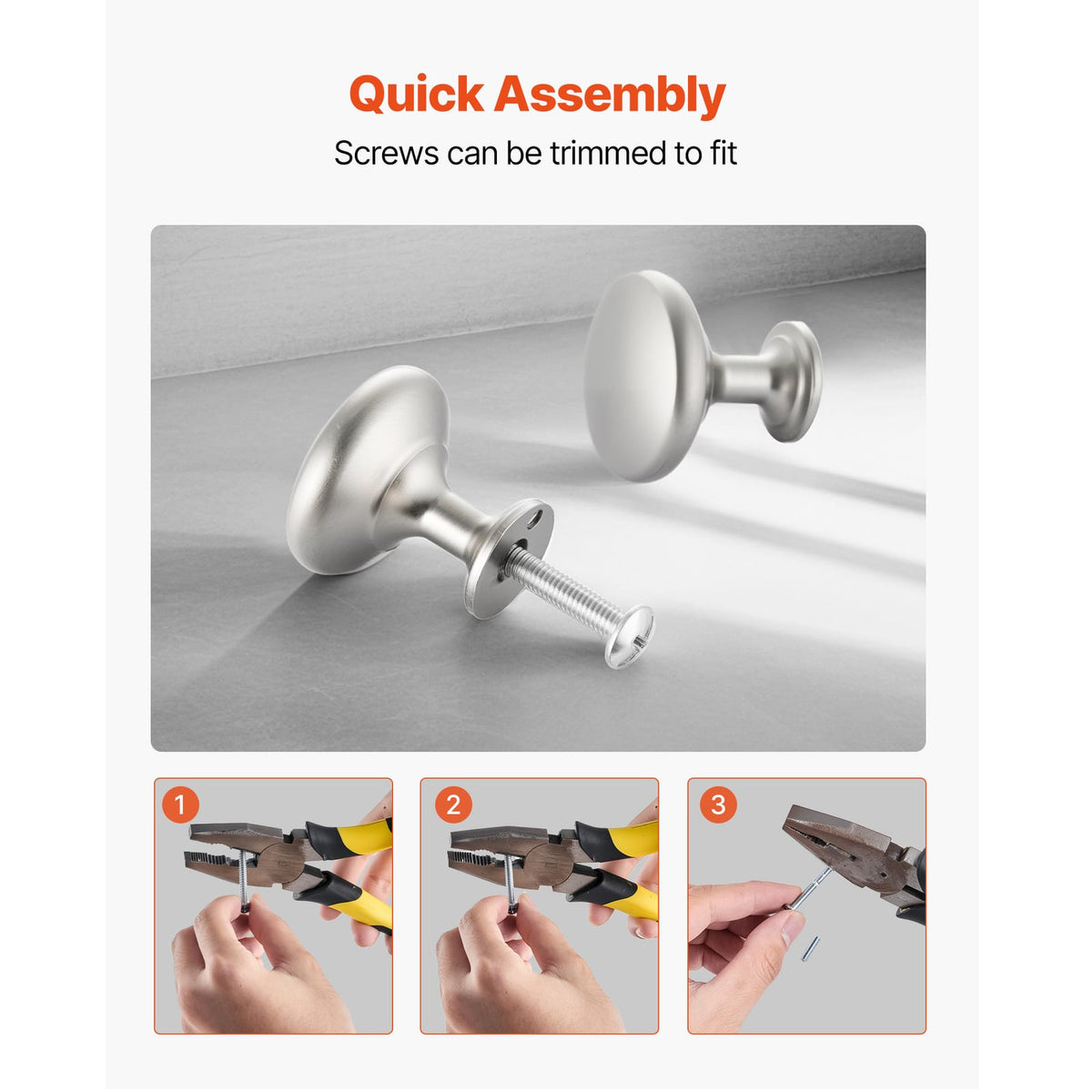 25 Zinc Alloy Drawer Knobs - Nickel Finish Cabinet Hardware