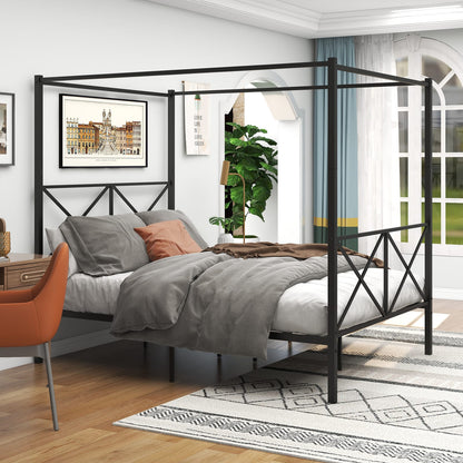 Queen Metal Bed Frame Black - Bedroom Support