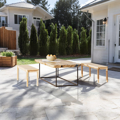 Amber Solid Wood Garden Bench for Patio or Poolside Seating