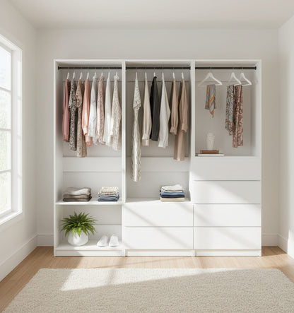 Prosper White Freestanding Walk-In Closet System - Wood & Melamine