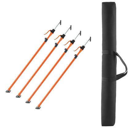 Cabinet Jack Support Pole - 4 Pack, Adjustable Telescopic Rod (Black+Orange)