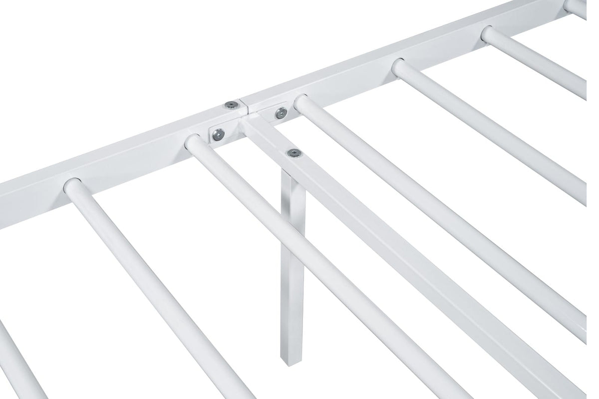 White Metal Full Bed Frame with Modern Contemporary Design for Bedroom