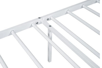 White Metal Full Bed Frame with Modern Contemporary Design for Bedroom