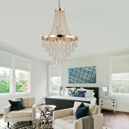 Gold Crystal Chandelier - 11 Lights - Living Room Lighting