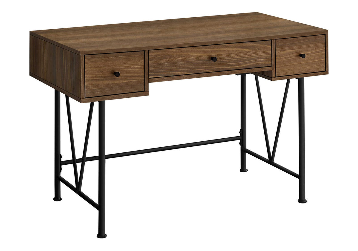 Walnut Computer Desk with Storage Drawers - 48" L
