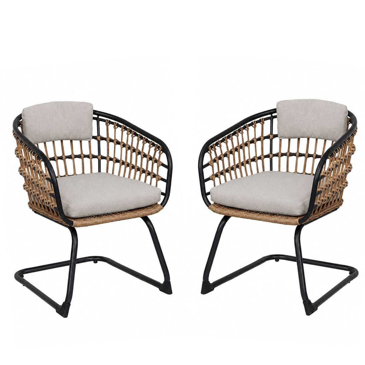 Beige Steel Patio Dining Set - 2 Chairs