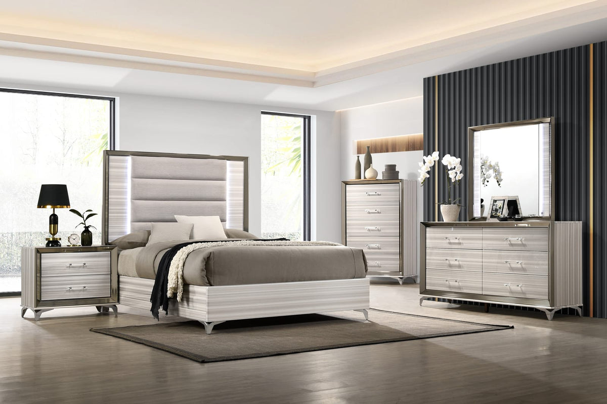 Queen White Bed Frame with Storage for Bedrooms