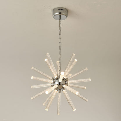 Nickel Metal Bubble Pillar Chandelier - 24 Lights