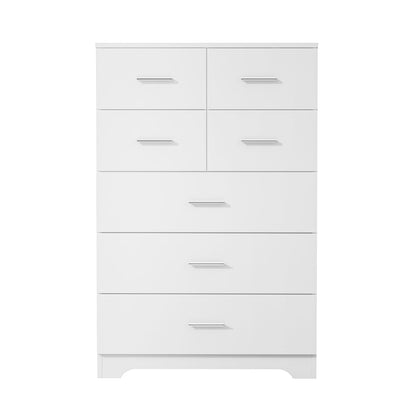 7-Drawer White MDF Storage Cabinet with Outlet for Home Office