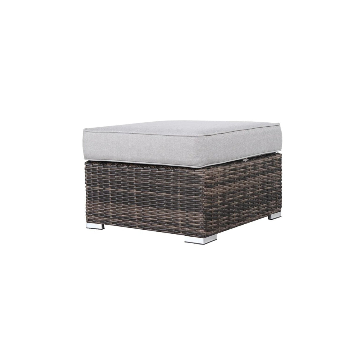 Brown Wicker Outdoor Ottoman for Garden Patio Seating