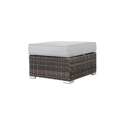 Brown Wicker Outdoor Ottoman for Garden Patio Seating