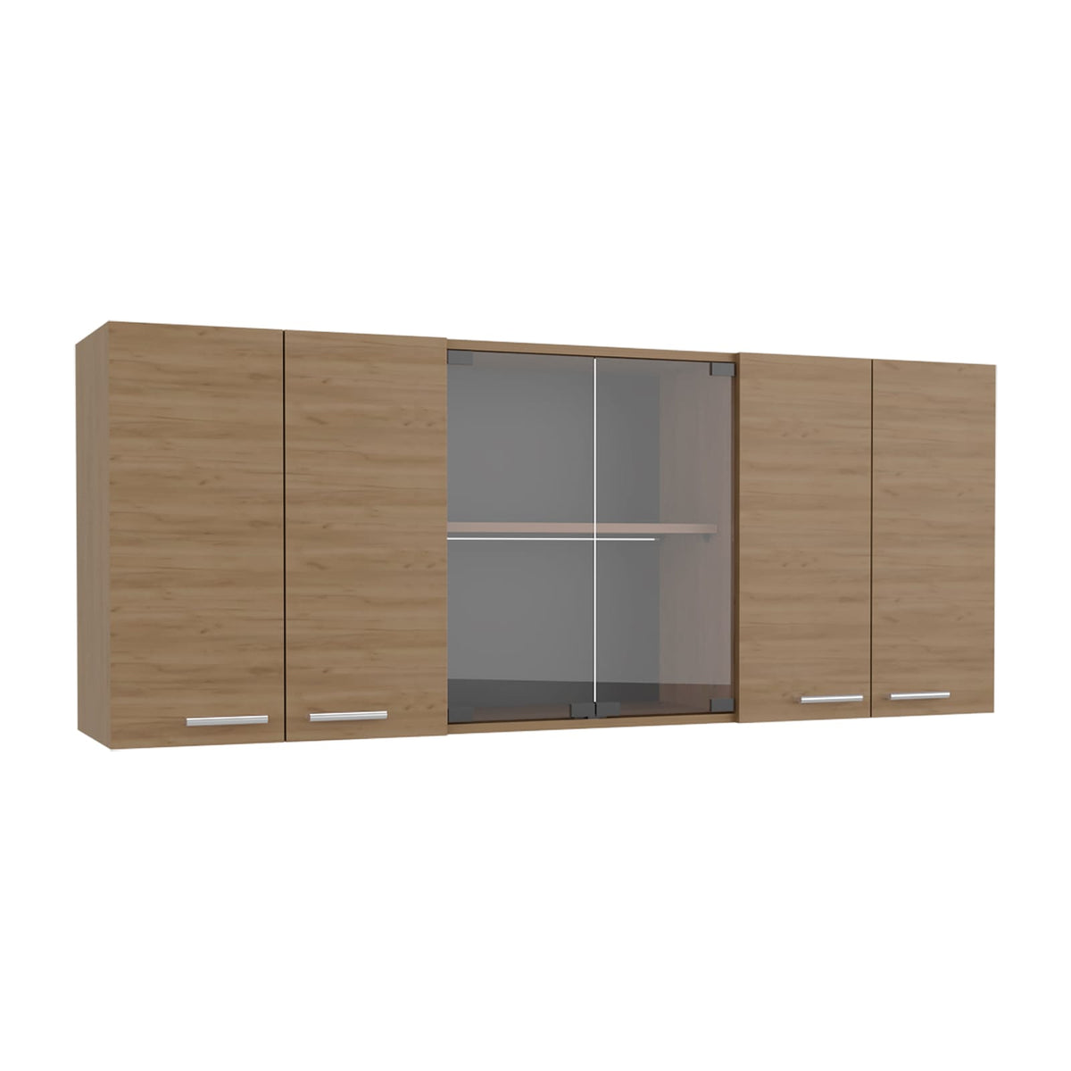 Natural Wood Kitchen Wall Cabinet - 24" High, 4 Doors for Living Room