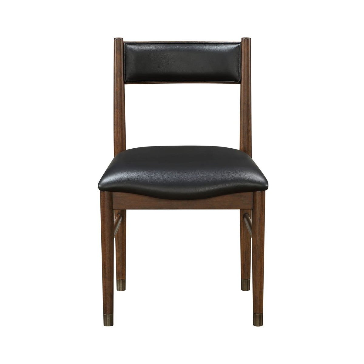 Cherry Wood Dining Chairs Set of 2 - Leather Upholstered
