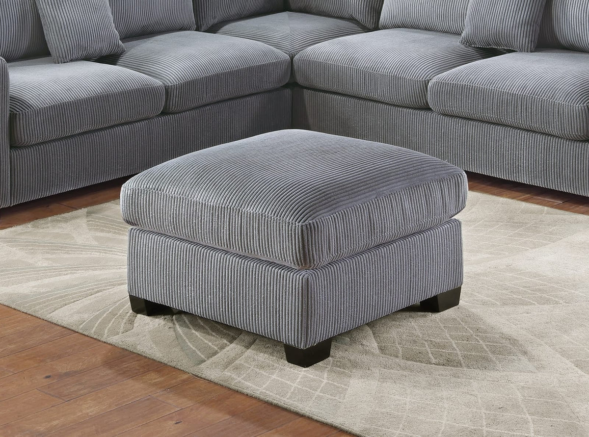 L-Shaped Corduroy Sofa - Fog Color, 5 Seats for Living Room