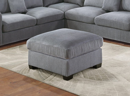 L-Shaped Corduroy Sofa - Fog Color, 5 Seats for Living Room