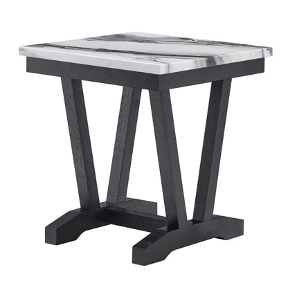Black and White Square End Table - 22" x 22" for Living Room