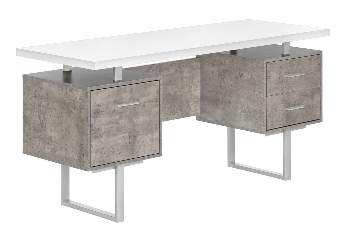 Computer Desk, 60" White Home Office Desk with Storage Drawers - Left/Right Set-up