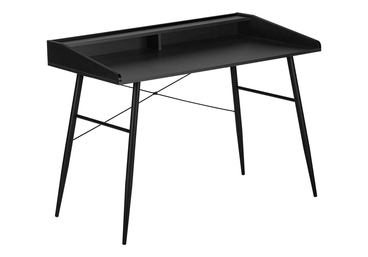 Black Computer Desk with Hutch - 48" L Workstation