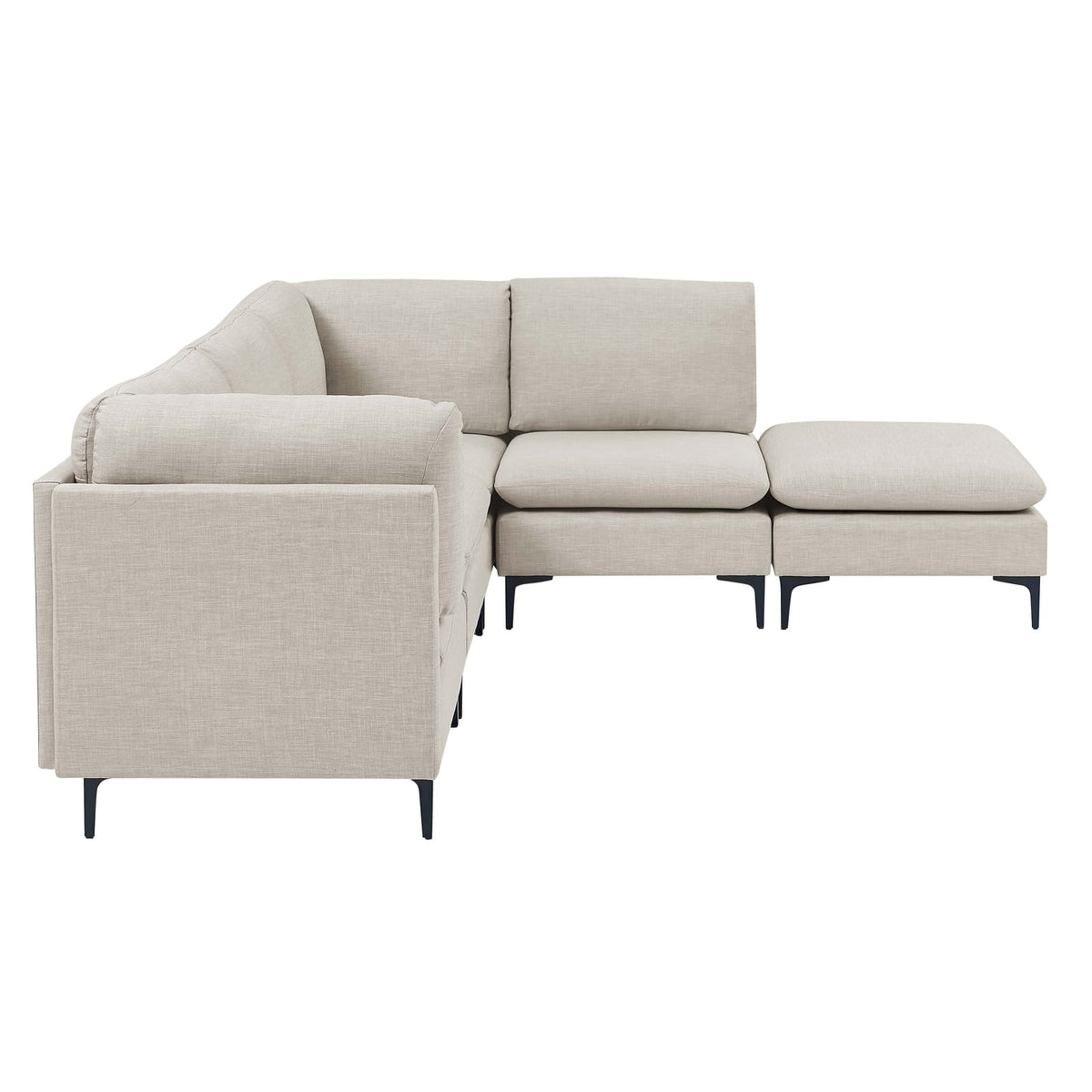 Almond Linen 5 Seat Modular Sectional Sofa with Metal Legs for Living Room