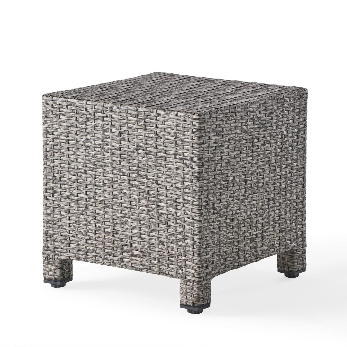 Black Rattan Outdoor Side Table - 18" Cube