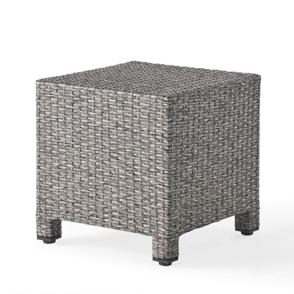 Black Rattan Outdoor Side Table - 18" Cube