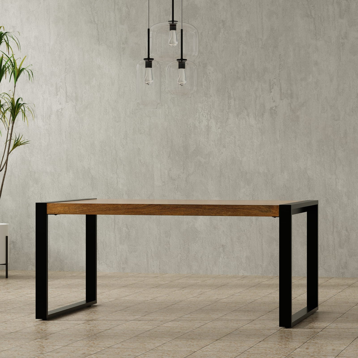 Light Tobacco Wood Dining Table - 4 Person
