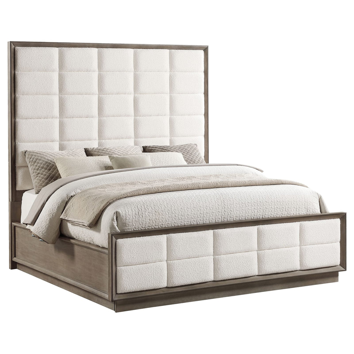 King Size Taupe Wood Bed Frame Bedroom