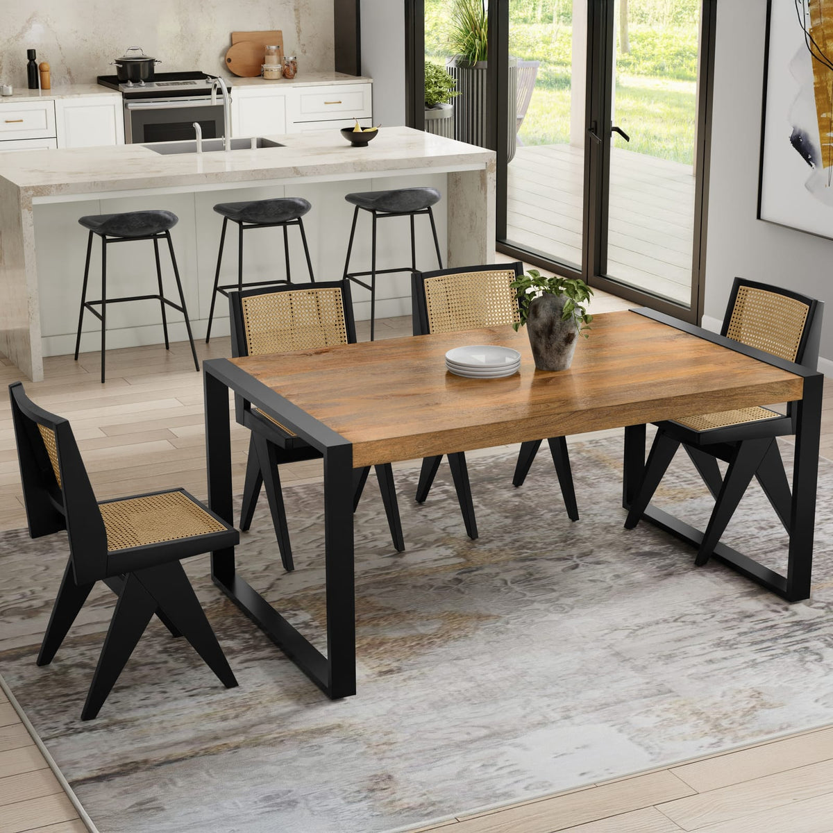 Light Tobacco Wood Dining Table - 4 Person