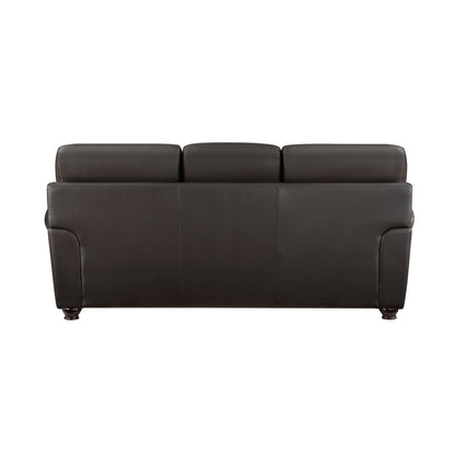 Dark Brown 3 Seat Leather Sofa - Classic Style for Living Room