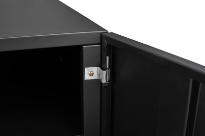 Black Metal Printer Cabinet - Mobile File Cabinet with Lockable Casters