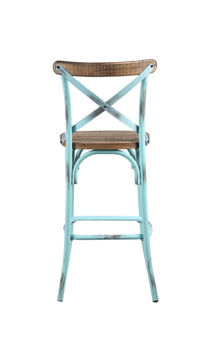 Zaire Bar Chair - Antique Turquoise & Oak Finish