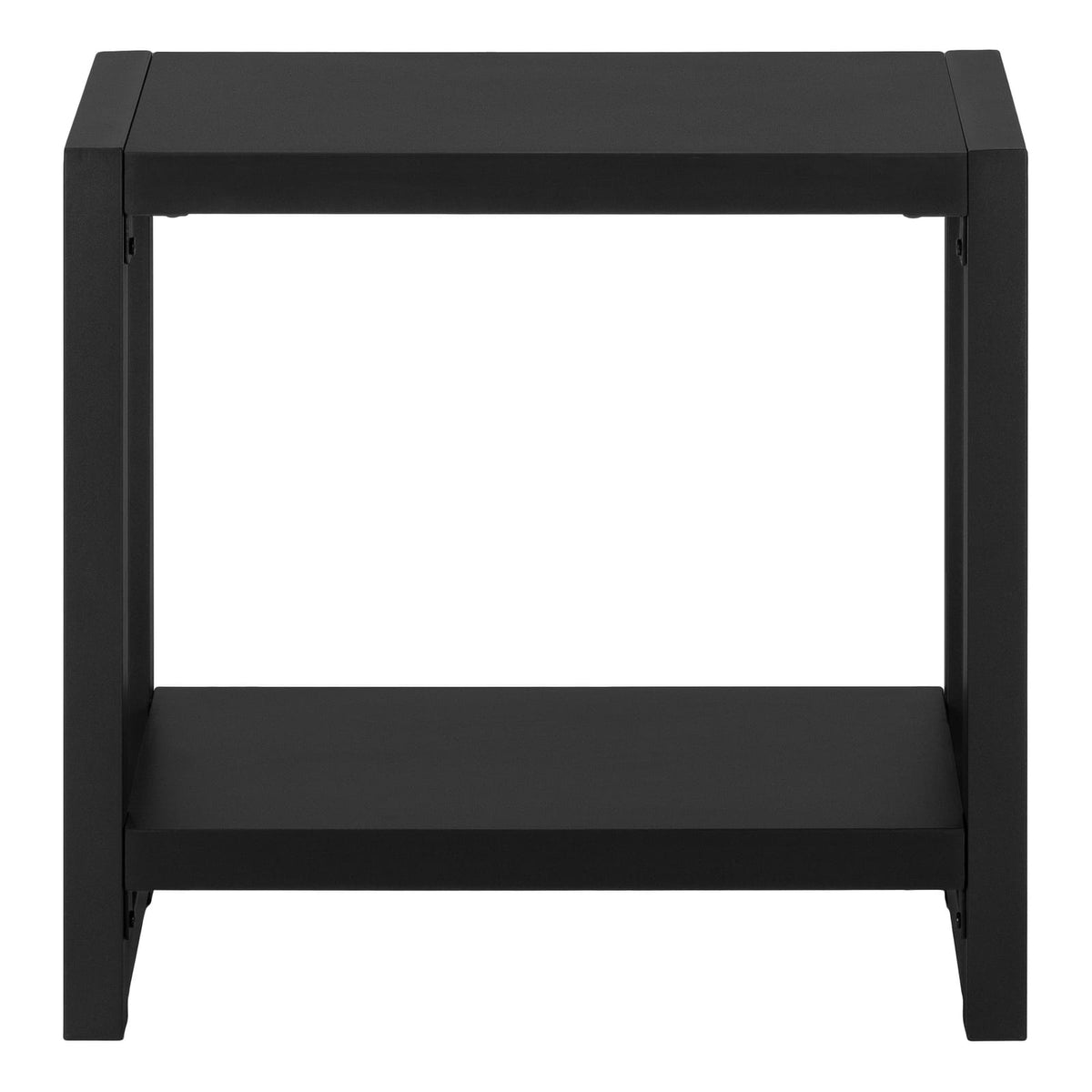 2-Tier Black Accent Table with Storage Shelf for Living Room or Bedroom