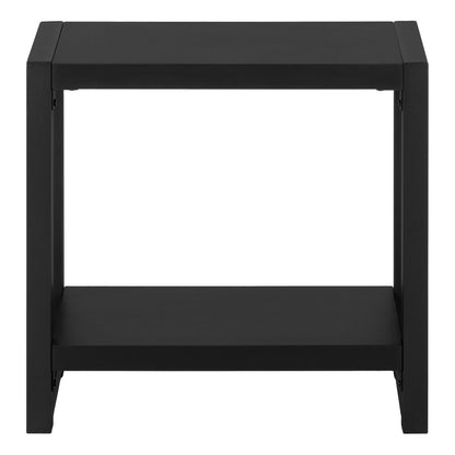 2-Tier Black Accent Table with Storage Shelf for Living Room or Bedroom