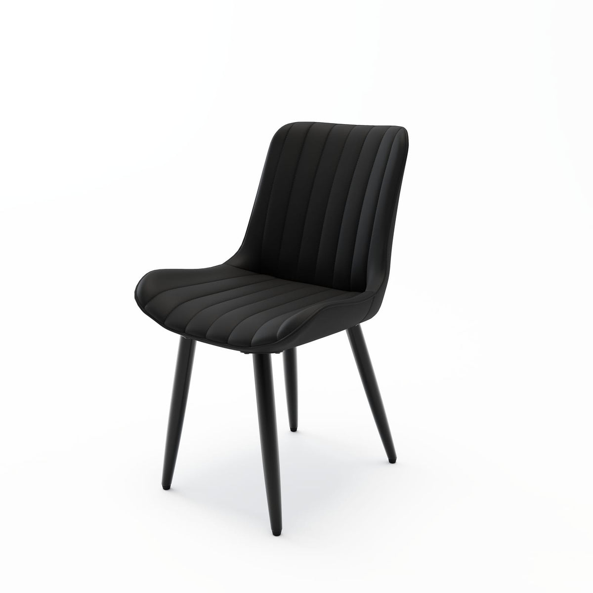 Set of 4 Modern PU Leather Dining Chairs - Black