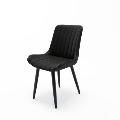 Set of 4 Modern PU Leather Dining Chairs - Black