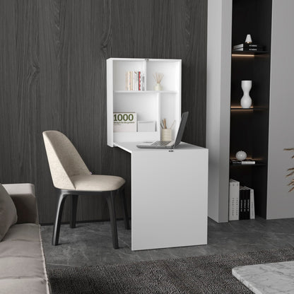 Floating White Folding Desk - 33" Rectangular Table for Home Office