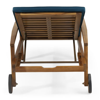 Blue Acacia Wood Patio Chaise Lounge