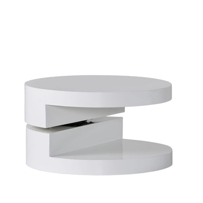 Rotating Coffee Table - Stylish White MDF Storage
