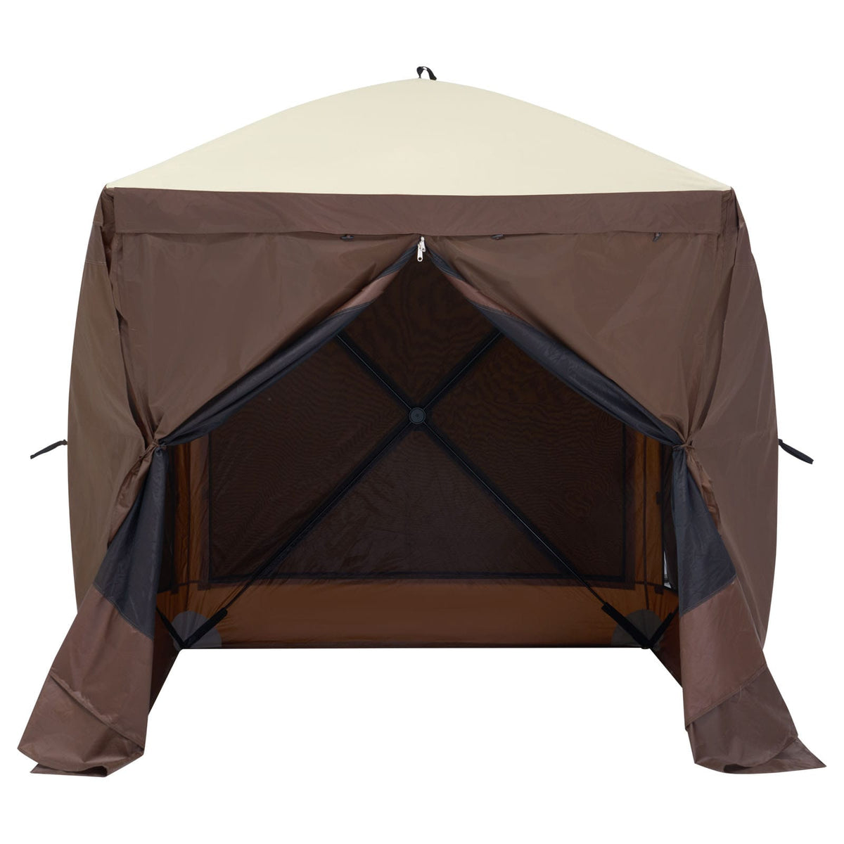 Brown 6x6FT Oxford Fabric Gazebo for Garden and Poolside Shade