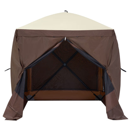 Brown 6x6FT Oxford Fabric Gazebo for Garden and Poolside Shade