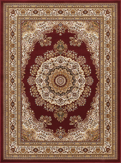 Red Medallion Area Rug - 2x3 ft Classic Style