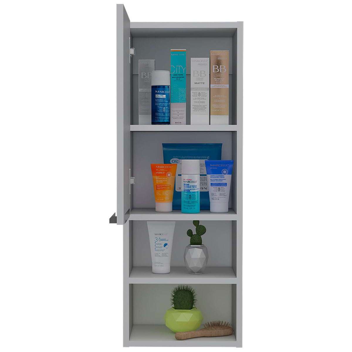 White Particle Board Bathroom Cabinet with Shelves for Storage