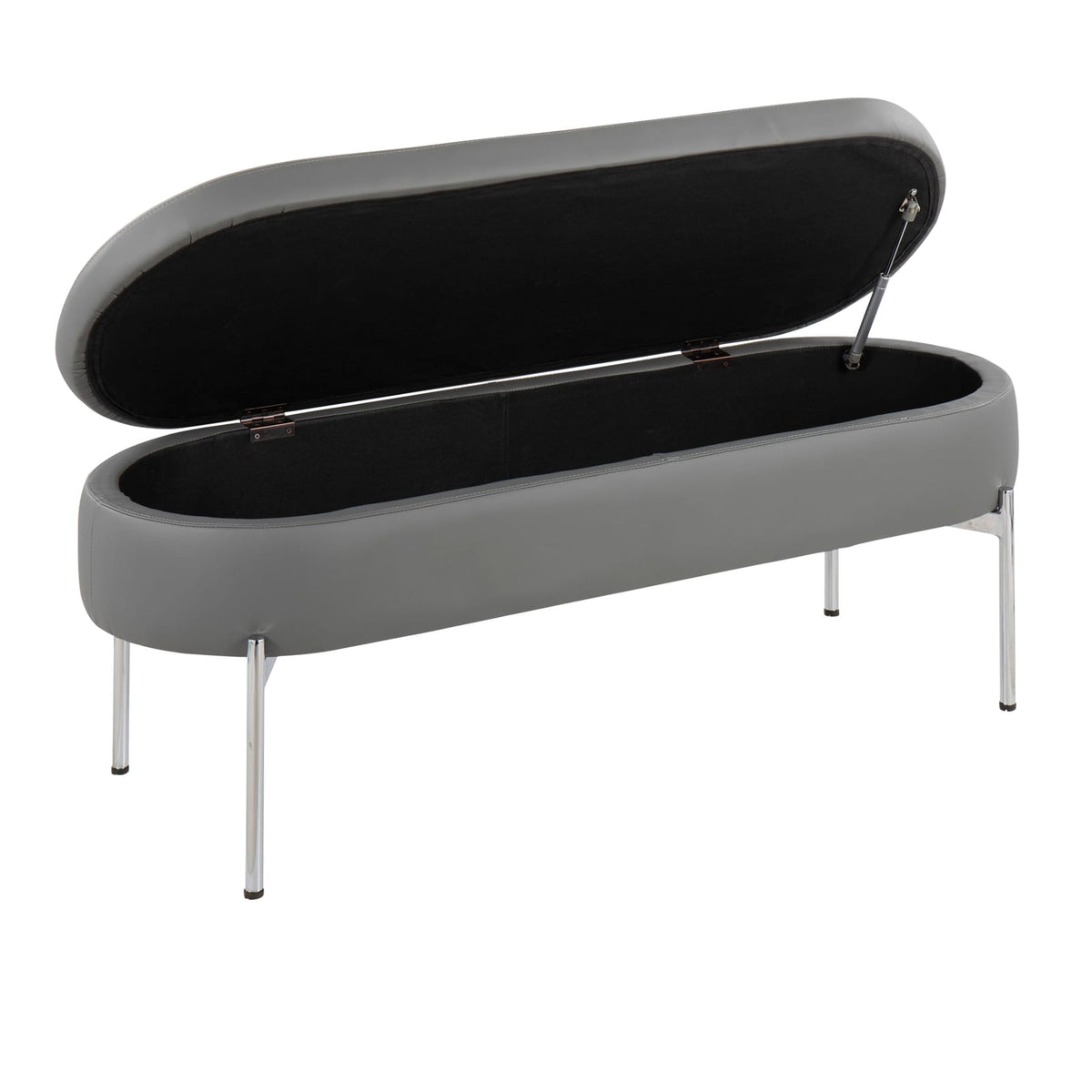 Grey Faux Leather Bed Bench with Storage for Living Room