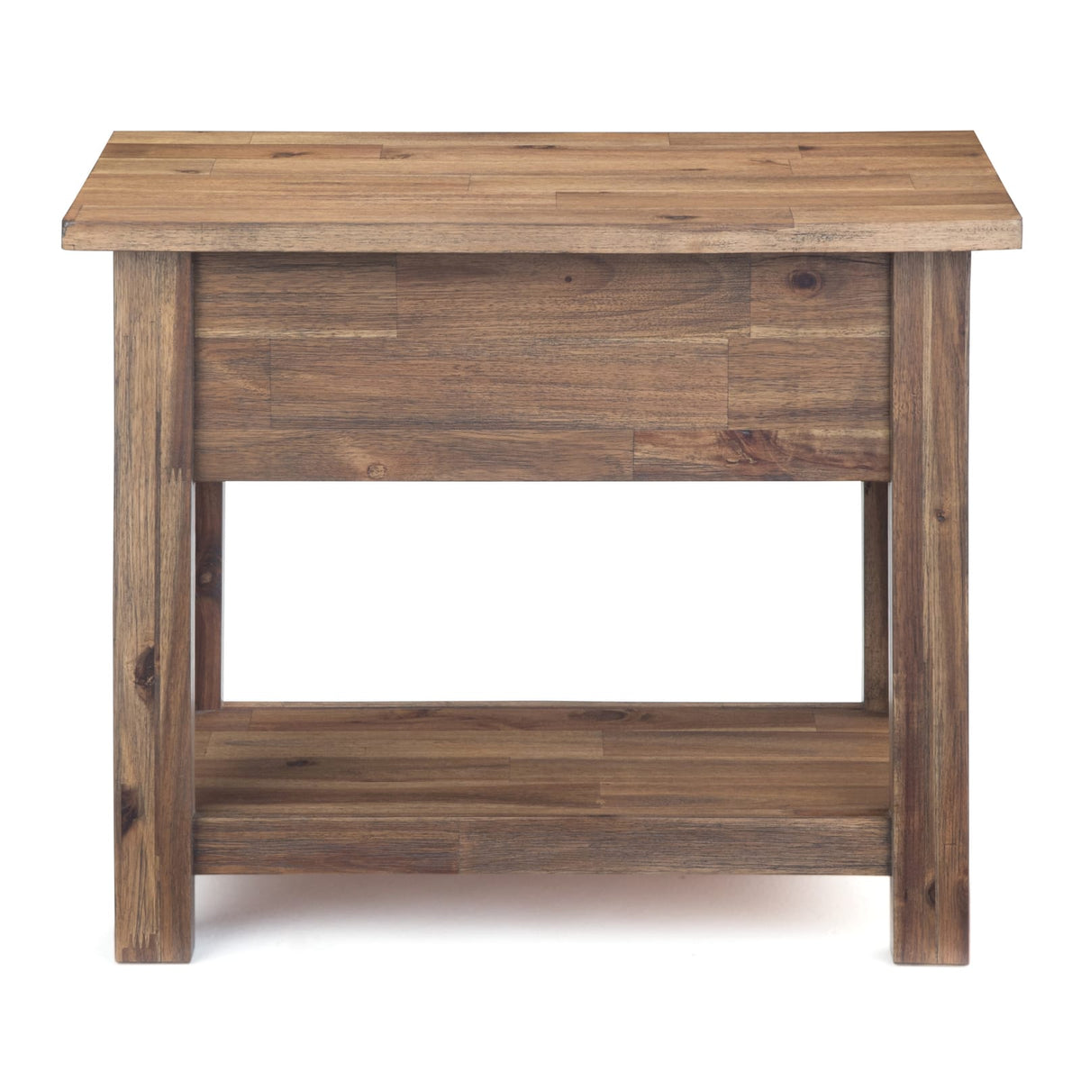 Light Brown Acacia Wood Side Table - 24" D x 14" W for Living Room