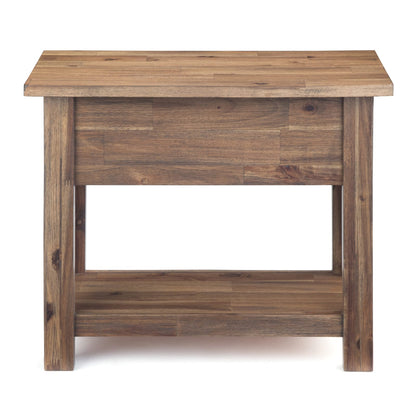 Light Brown Acacia Wood Side Table - 24" D x 14" W for Living Room