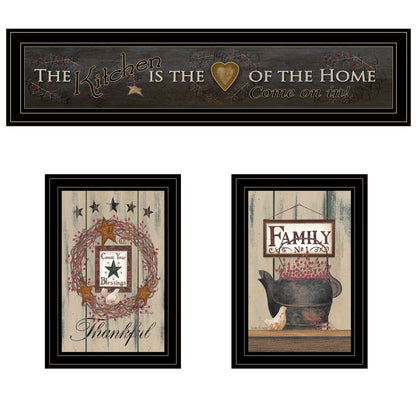 Black Frame Wall Art Set - Small Space Kitchen Decor